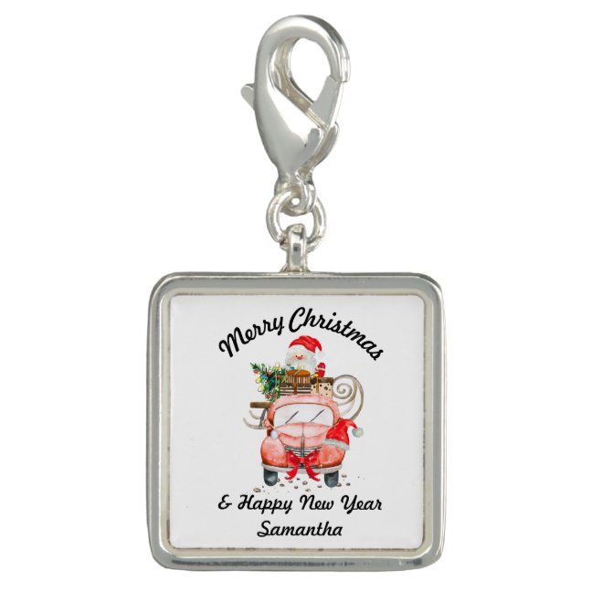 Happy new year Santa drink Charm
