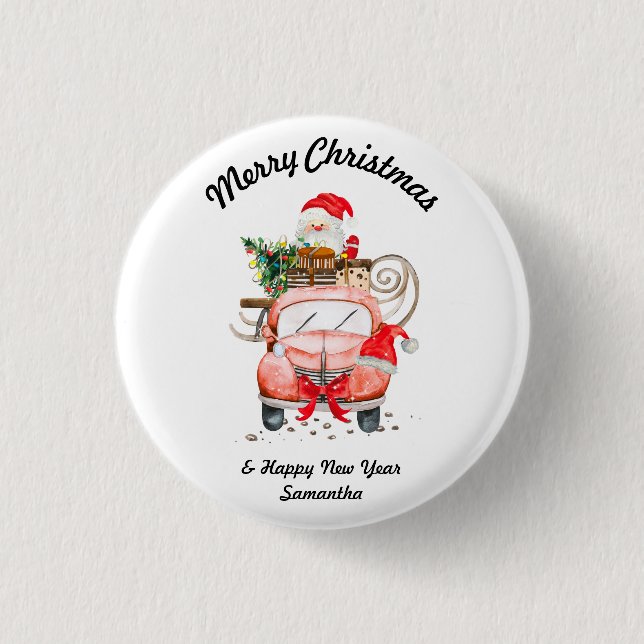 Happy new year Santa gifts merry Christmas Button (Front)