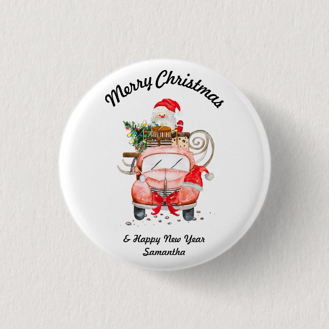 Happy new year Santa gifts merry Christmas Button