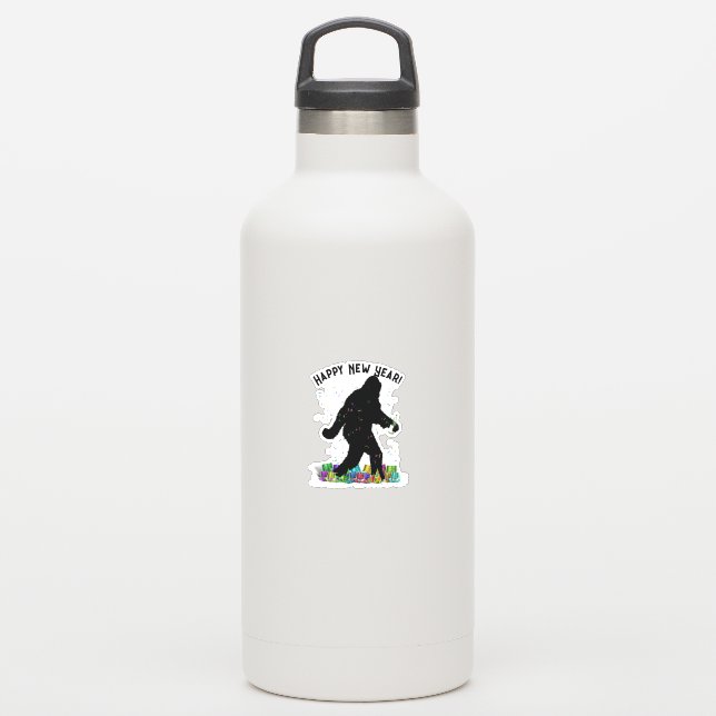 Happy New Year Sasquatch Sticker (Waterbottle)