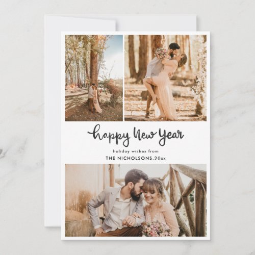 Happy New Year Script  Couple Photo  Holiday Card