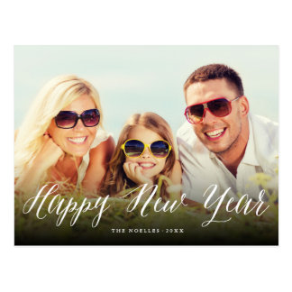 Happy New Year Script Holiday Photo Postcard