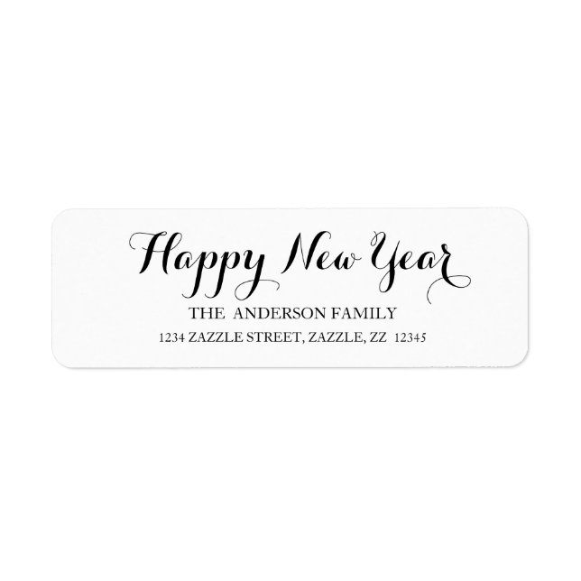 HAPPY NEW YEAR Script Modern Custom Address Label (Front)
