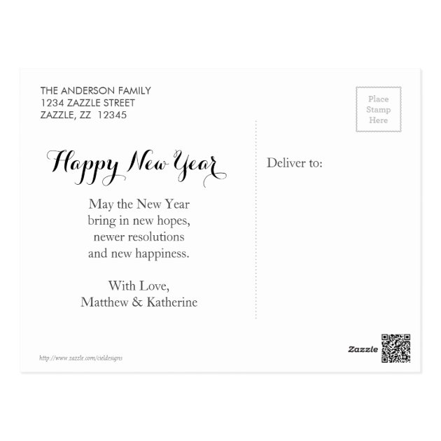 HAPPY NEW YEAR Script Modern Custom Photo Postcard