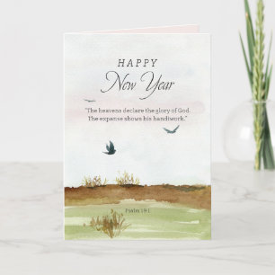 Happy New Year Scripture Psalm 19 Winter Desert Card