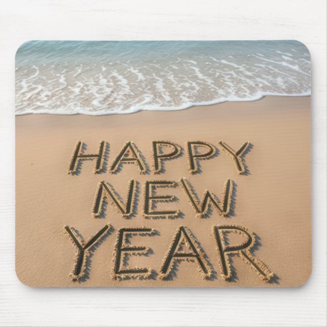 Happy New Year Seashore Mouse Pad (Front)
