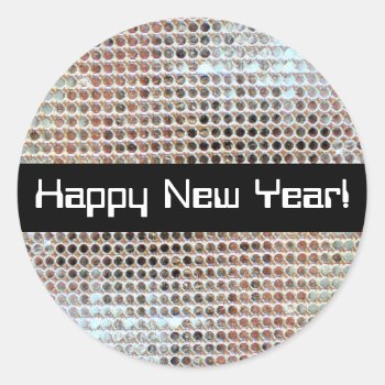 Happy New Year Sequin Sticker by pixiestick at Zazzle
