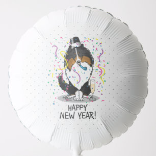 Happy New Year Shetland Sheepdog (tri color) Cute Balloon