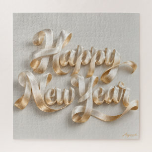 Happy New Year Silk Ribbon Lettering Jigsaw Puzzle