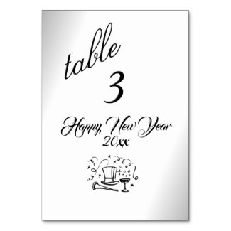 Happy New Year Silver Table Number