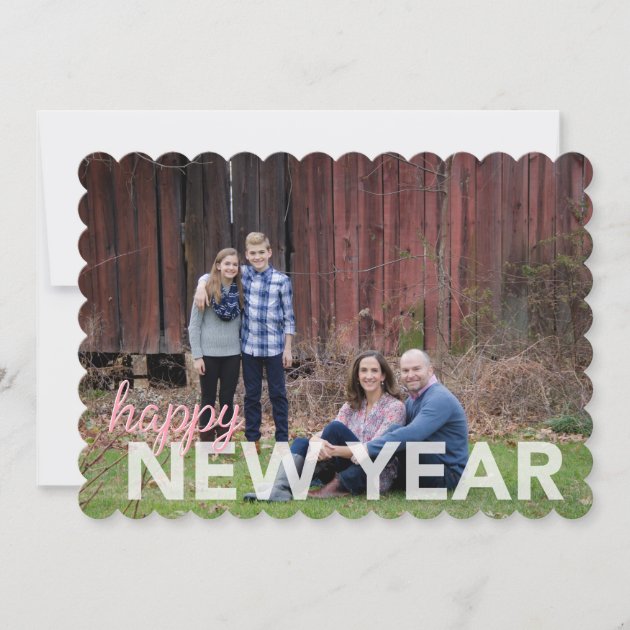 Happy New Year Simple, Classic, Flat Photo Card