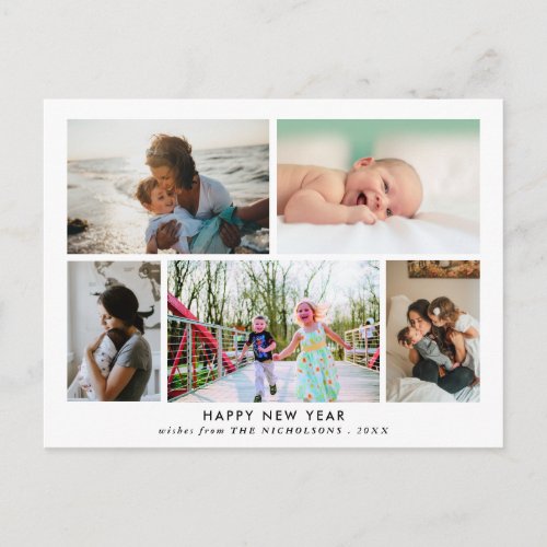 Happy New Year  Simple Elegant Family Photo Postcard