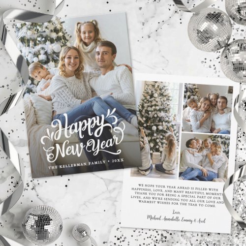 Happy New Year Simple Elegant Photo  Holiday Card