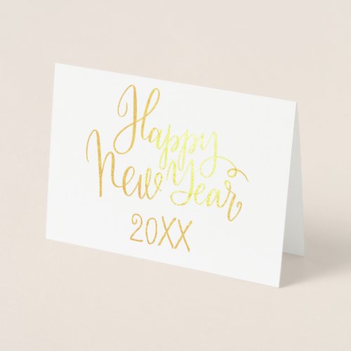 Happy New Year simple modern calligraphy script Foil Card
