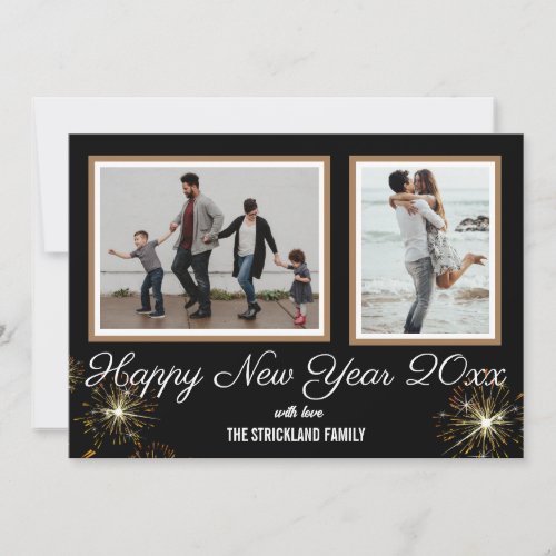 Happy New Year  Simple Photo Overlay Holiday Card