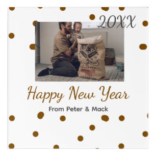 Happy new year Single father add photo name brown Acrylic Print