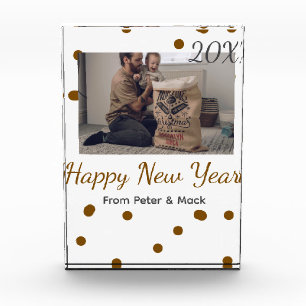 Happy new year Single father add photo name brown Block