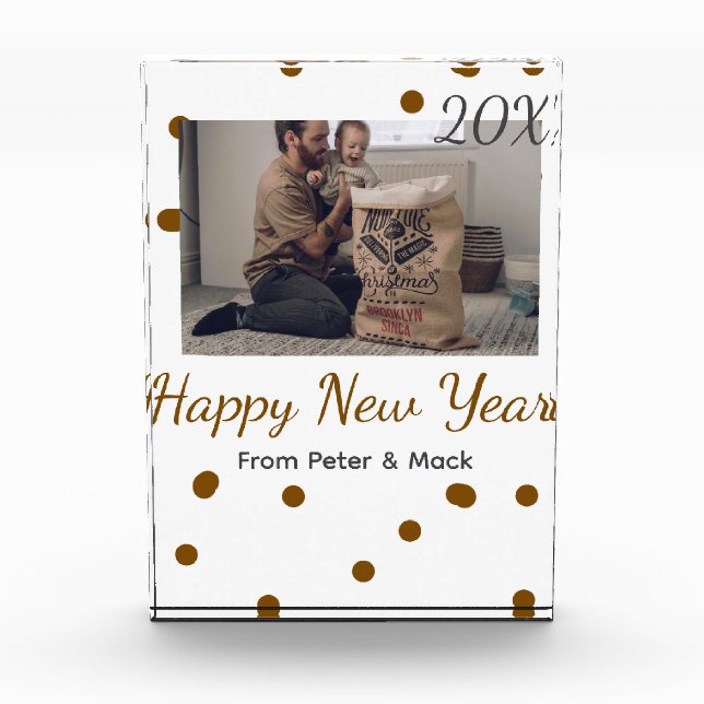 Happy new year Single father add photo name brown  Block (Front)