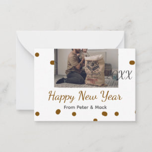Happy new year Single father add photo name brown  Note Card