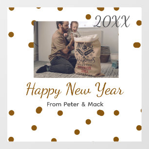 Happy new year Single father add photo name brown Window Cling