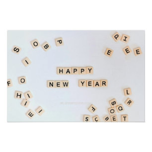 Happy New Year SlipperyJoe's several letter tiles Poster