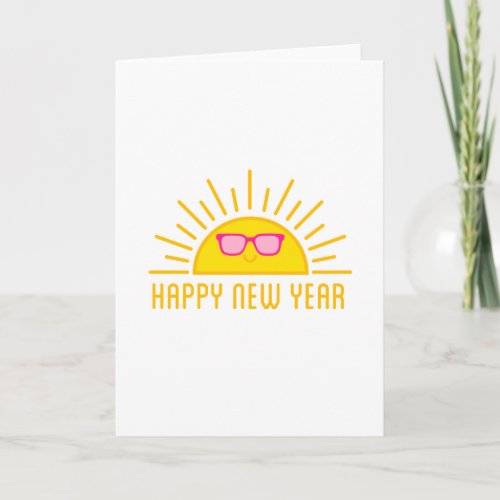 Happy new year smiling sun card