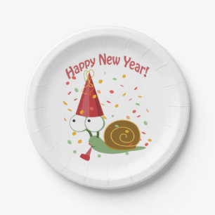 Happy New Year! Snail Paper Plates