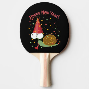 Happy new Year Snail Ping Pong Paddle