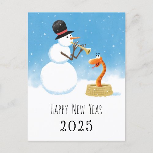Happy New Year Snake Chinese Lunar Zodiac 2025 Holiday Postcard