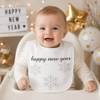 Happy New Year Snowflake Baby Bib