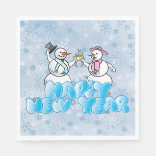 Happy New Year Snowman Paper Napkins