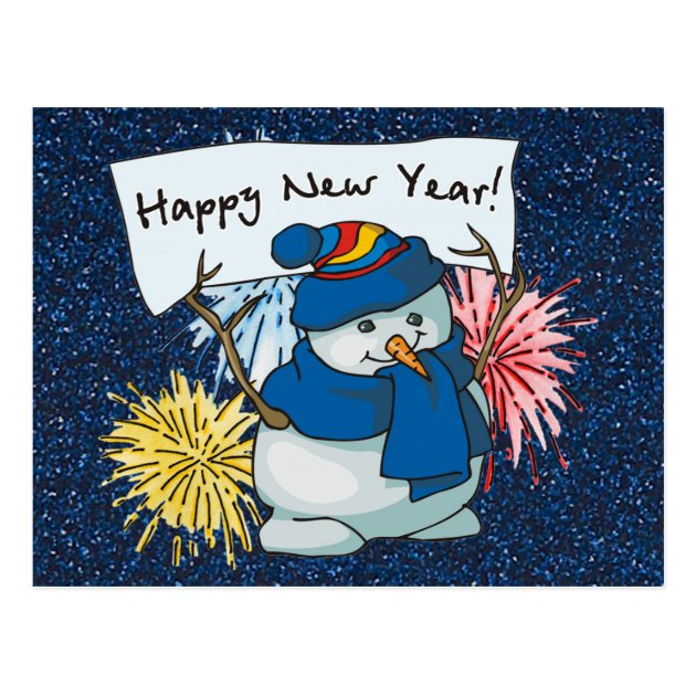 Happy New Year Snowman Postcard