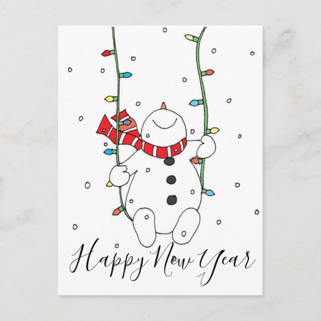 Happy New Year Snowman Postcard (Front)