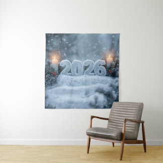 happy new year snowy candle backdrop