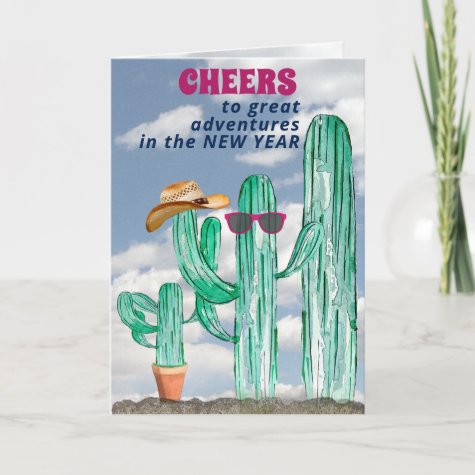 Happy New Year Southwest Saguaro Cactus