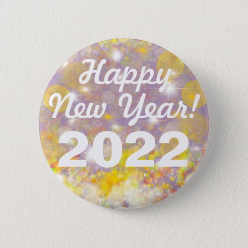 Happy New Year Sparkling Bubbles Button Pin