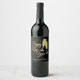 Happy New Year Sparkling Wine & Confetti Personali Label