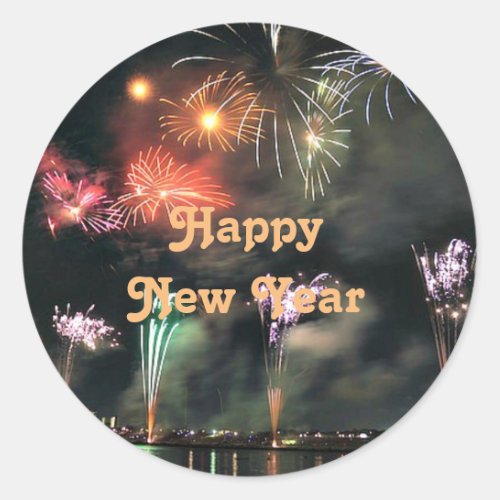 Happy New Year Spectacular Fireworks  Classic Round Sticker