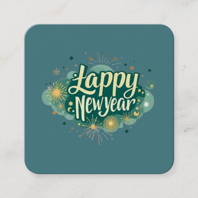 Happy New Year Square Business Card (Front)