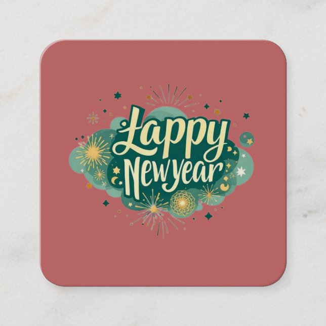Happy New Year Square Business Card (Front)
