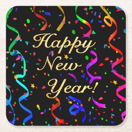 "happy New Year!" Square Paper Coaster