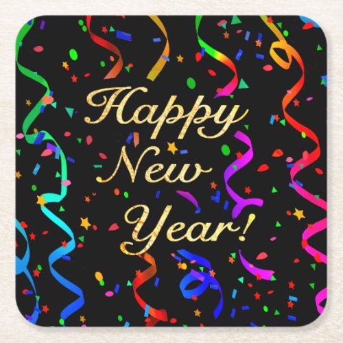 HAPPY NEW YEAR SQUARE PAPER COASTER