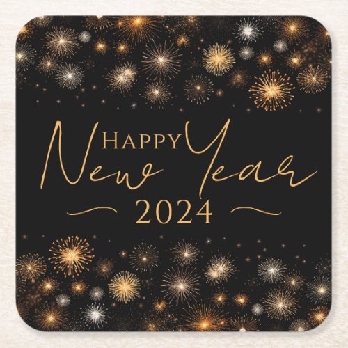 Happy New Year Square Paper Coaster