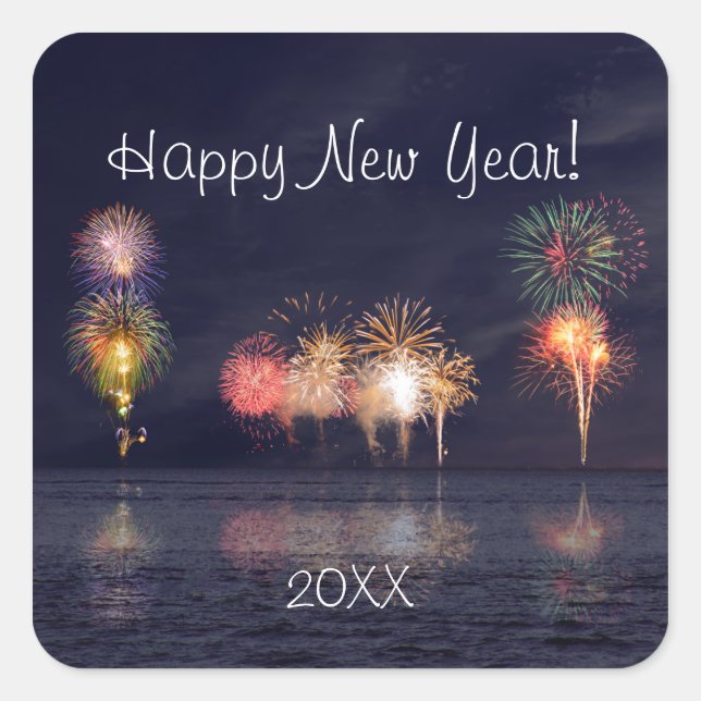 Happy New Year Square Sticker (Front)