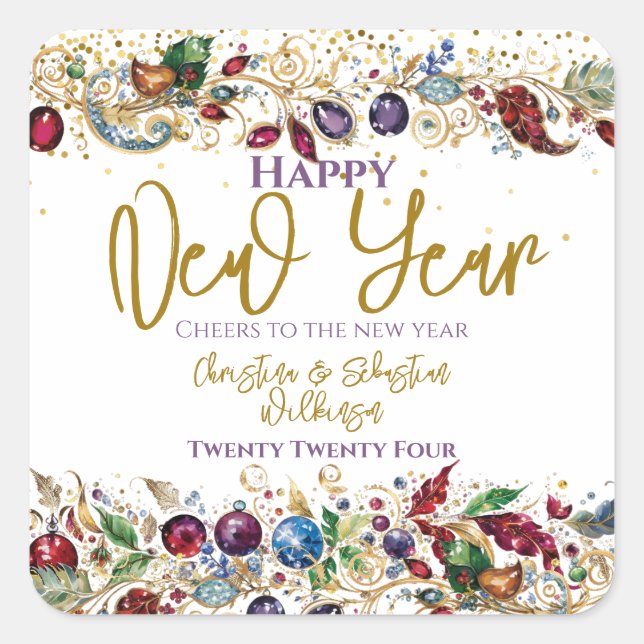 Happy New Year Square Sticker (Front)