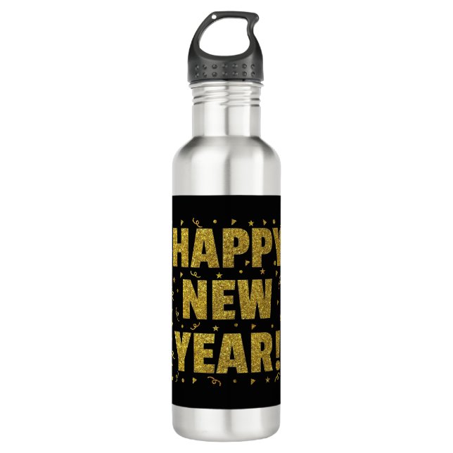 Happy New Year Stainless Steel Water Bottle (Front)