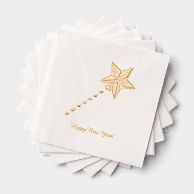 Happy New Year Star Hat Foil Napkins (Insitu (Stacked))