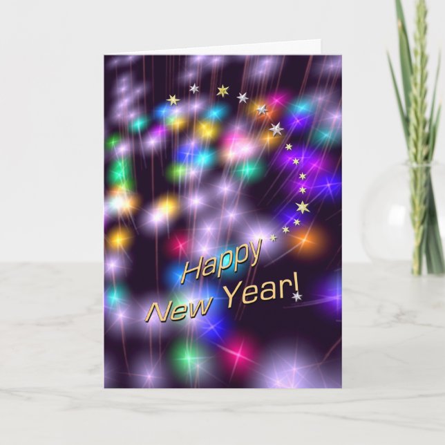 Happy New Year Star Lights Holiday Card (Front)