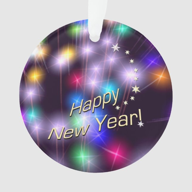 Happy New Year Star Lights Ornament (Front)