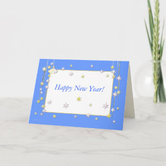 Happy New Year Stars Blue Holiday Card